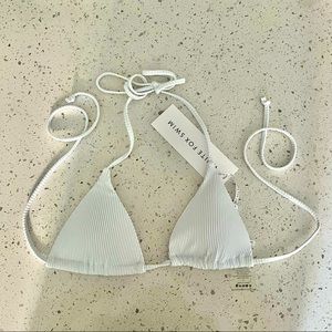 White Fox Ribbed Moana Bikini Top in White (NWT)